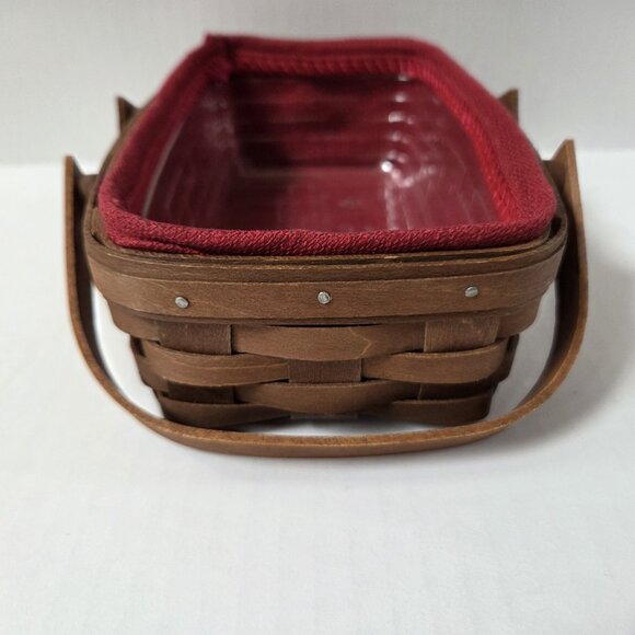 Longaberger Small Loaf Basket Swing Handles Paprika Liner Protector Set - Picture 4 of 7